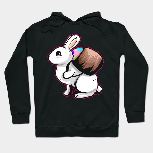 Easter Bunny Carrying A Basket With Easter Egg. Easter Hoodie by SinBle